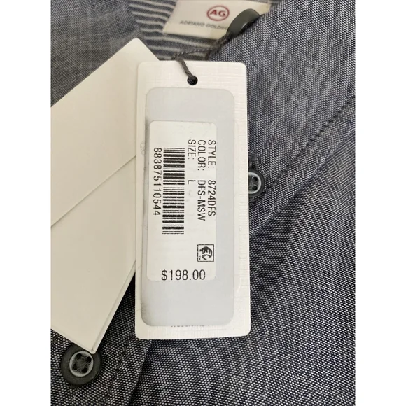 AG Adriano Goldschmied Button Up Shirt Gray Japanese Cotton Mens Large